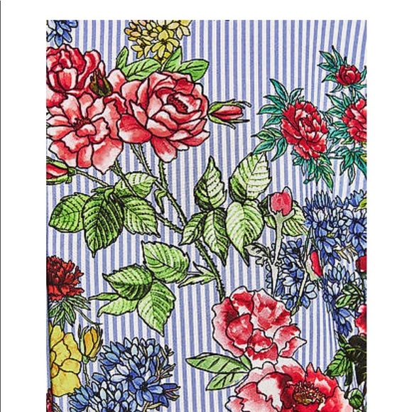 Zara Woman Pinstripe Floral Print Button Down Tunic Shirt Top - Picture 3 of 12